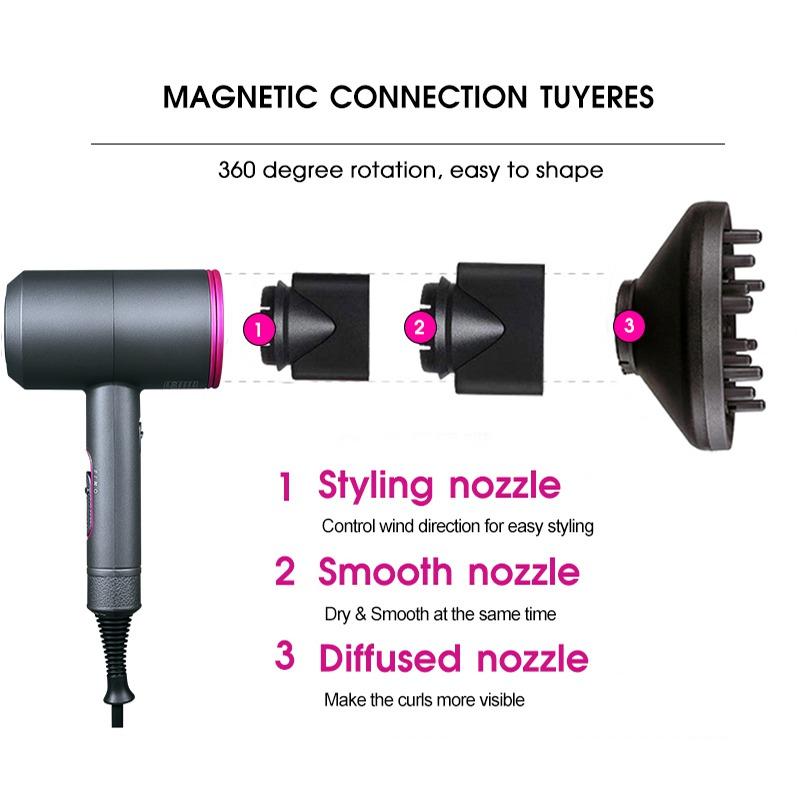 Skladací fén pre domáce použitie Elektrický stlmený fén na vlasy s teplým/studeným vzduchom Blue-ray fén na vlasy so zberom záporných iónov