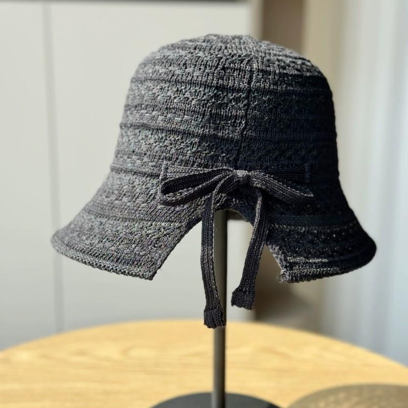 

Bow-Knot Knitted Hollow-Out Fisherman s Hat for Women Summer Breathable Sunshade Hat Sun Protection Hat Straw Bucket Hat 58 чорний