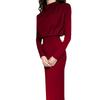 Fashion Elegant Long Sleeved Slim Fit Dress Autumn New Half High Collar Loose Casual Simple Long Dresses Solid Color Streetwear High Waist Clothing