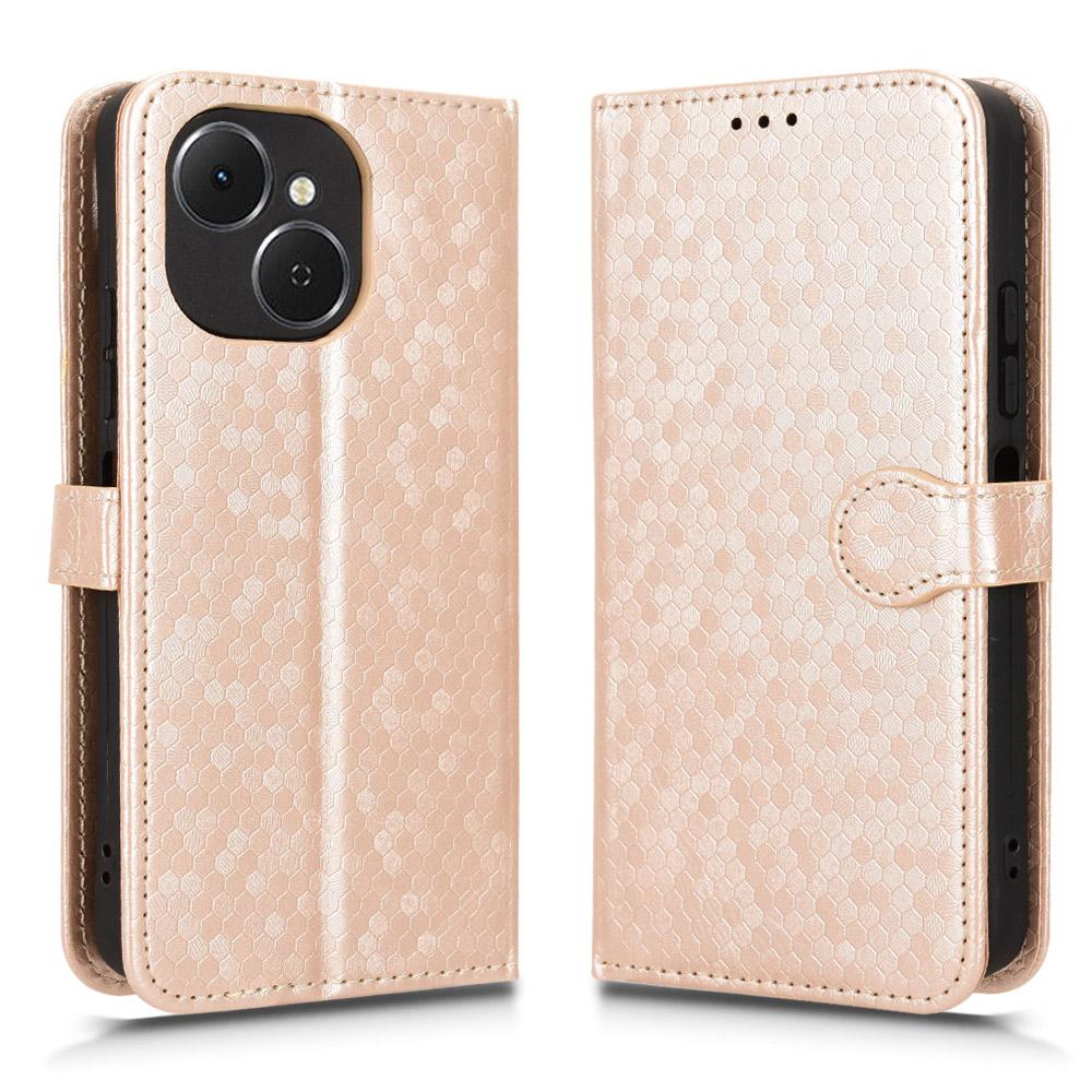 For TECNO Spark 40C Wallet Case Dot Pattern Imprint PU Leather Phone Cover with Wrist Strap