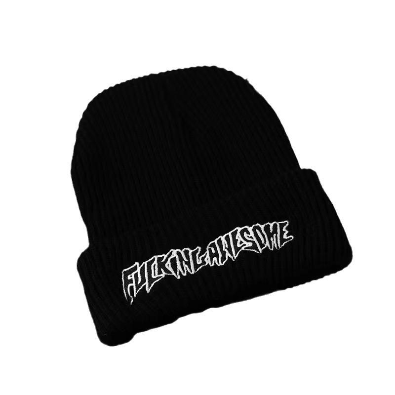 Male Embroidered Beanies Hats Winter Autumn Skullcap Women Warm Letter Embroidery Pattern Knitted Hat Adult Soft Unisex Caps