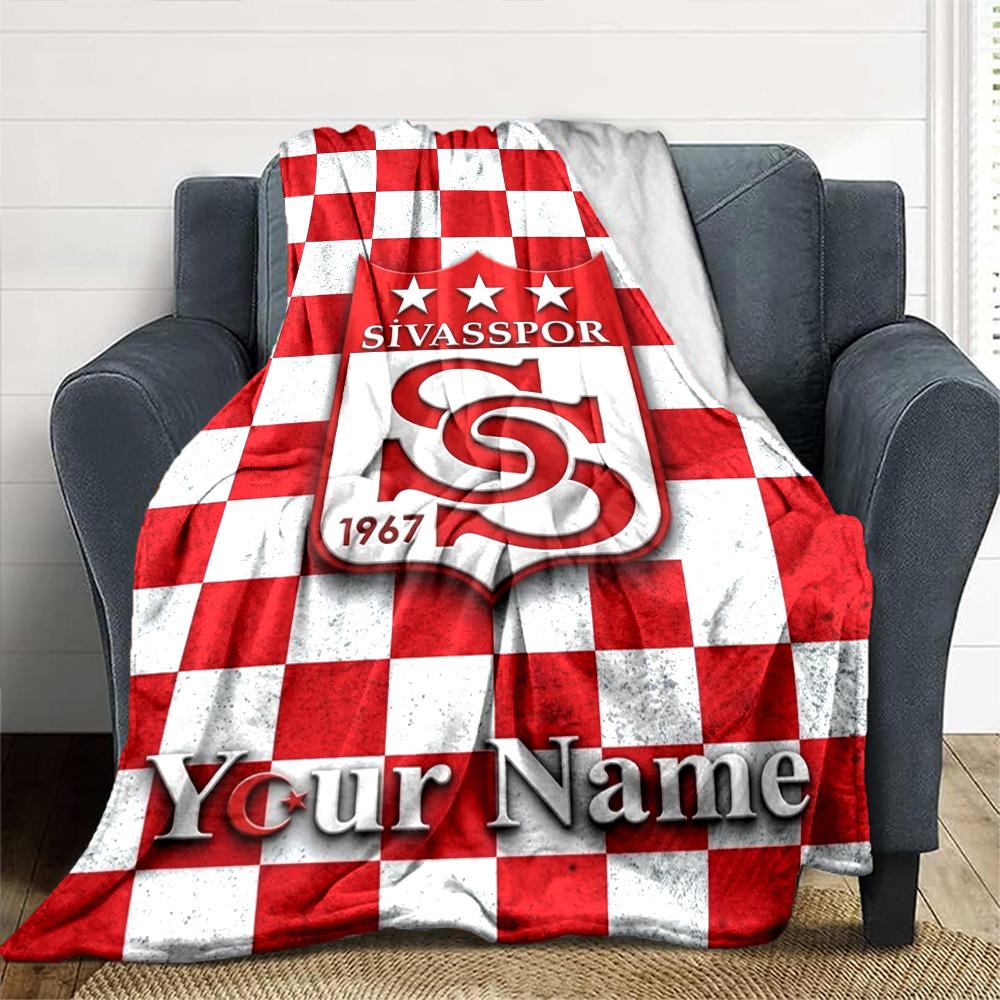 Name Custom Sivasspor Print Flannel Blanket High Quality Warm Comfortable Cover for All Seasons Perfect for Gifts Home Decor