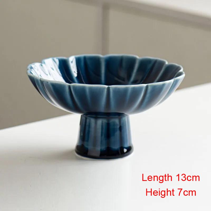 

Китайский зеленый цветок в форме керамического подноса столовая посуда высокая ножка специальная тарелка бытовые принадлежности ресторана закуски фруктовая тарелка 1 шт