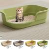 Large Open Top Semi-Enclosed Cat Litter Box with Scoop Easy Clean Odor Control for Home Apartment Hotel Farmhouse Living Room