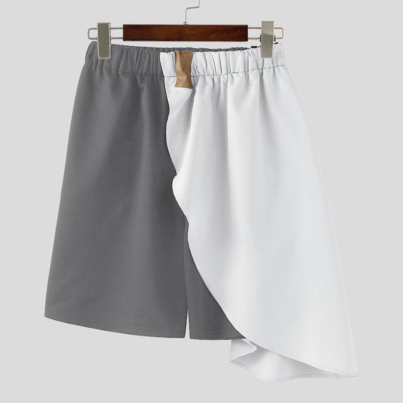 

INCERUN Мужские повседневные свободные полушорты с эластичной талией и лоскутным дизайном M белый