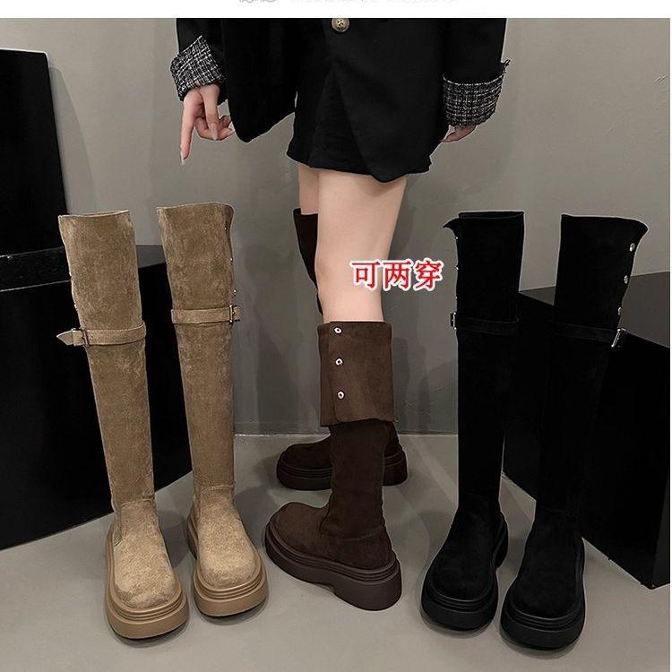 Wasteland Wind Stiefel Damen Herbst und Winter neue erhöhende Ritterstiefel leicht und vielseitig modische kleine hohe Stiefel