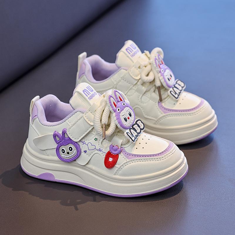 Girls' sports shoes 2025 new autumn boys' board shoes children's fashion cartoon casual shoes student white shoes tide