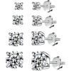 925 Sterling Silver Stud earrings Set | White Gold Plated Hypoallergenic Stud Earrings | Cubic Zirconia Stud Earrings for Women