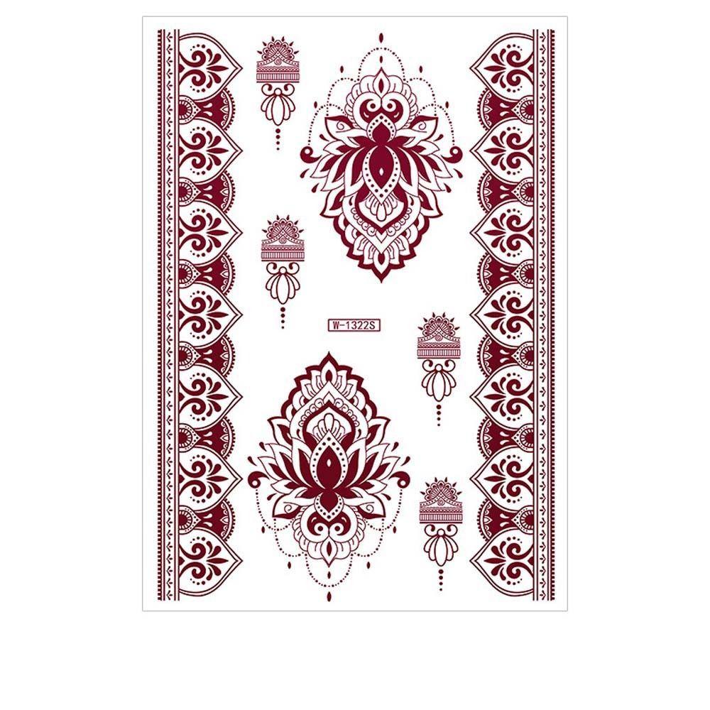 Red Mehndi Stickers Henna Tattoo Stickers Fake Tattoo for Women Red Henna Tattoo Decals  Girls