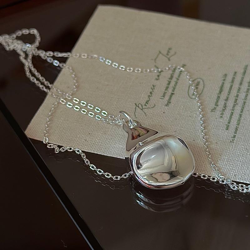 S925 Sterling Silver Niche Design Sense Retro Retro Hollow Necklace Korean Style Simple Fashion Texture Collarbone