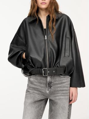 Women's Retro Spring Pilot Jacket: Faux Leather Casual Top Coat - American and European Style