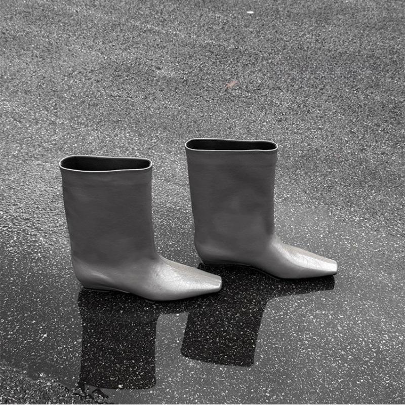 

Версия из коровьей кожи~ осень и зима новые простые с квадратным носком универсальные темпераментные на низком каблуке рыцарские сапоги женские с рукавом полусапоги женские 40