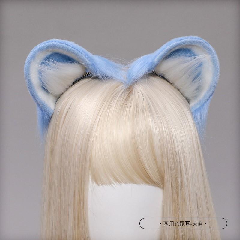 Handmade Plush Animal Ear Headband Cosplay Anime Convention Cute Squirrel Hamster Hair Accessory Unisex