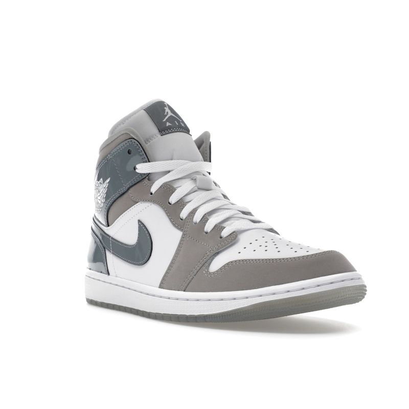 Air Jordan 1 Mid SE Patent Cool Grey Unisex Sneaker Fehér Közép-szürke HF3216-100