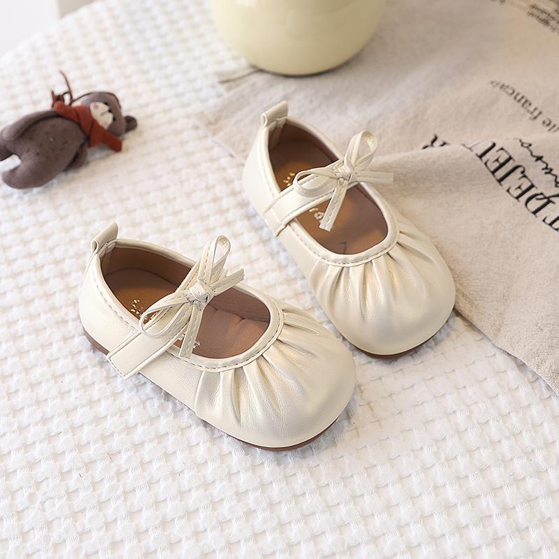 Spring Girl's Princess Shoes Fashion Wrinkled Hook-loop Daily Kid's Flat Shoe Solid Colors Anti-slip Casual Children Shoes