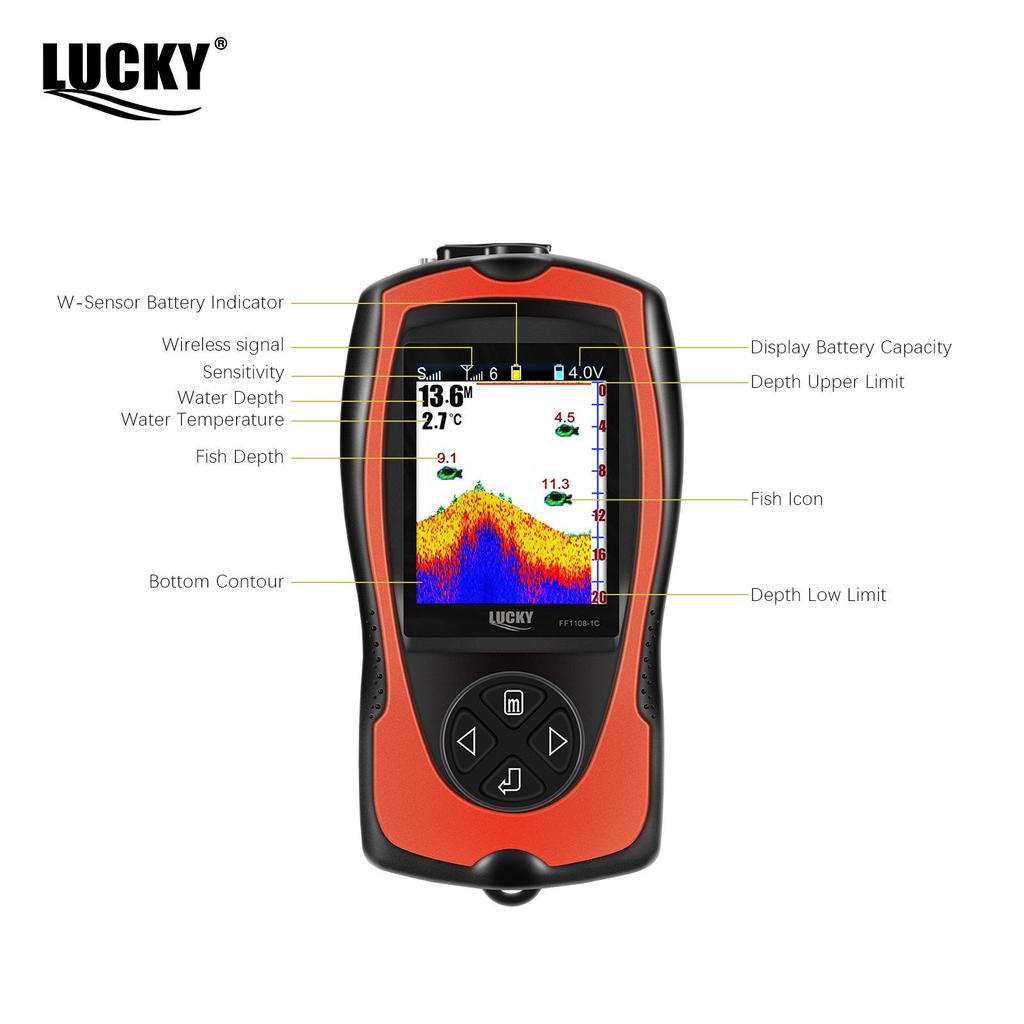 LUCKY Wireless Color Sonar Fish Finder - HD Underwater Visual Display
