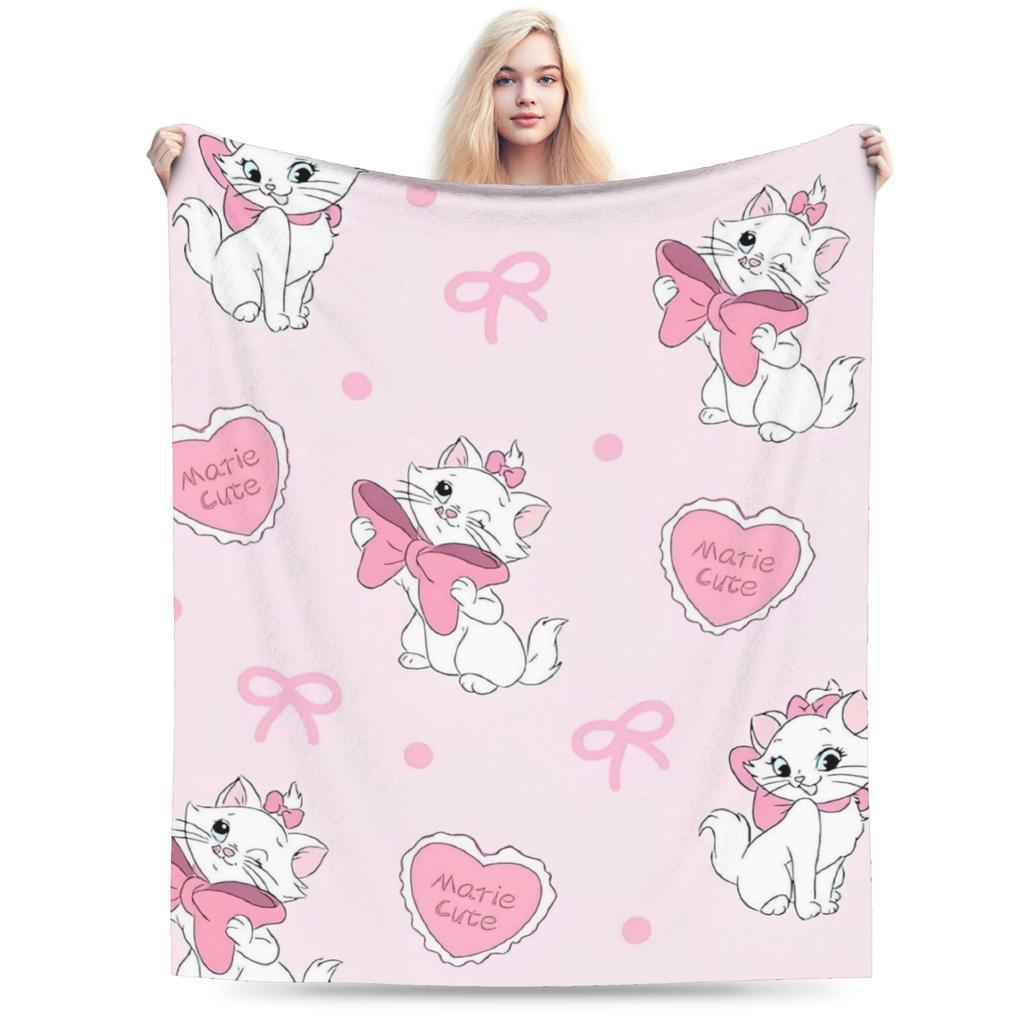 Aristogatos Marie Gato Mantas Tejidas Rosa Lana Manta de Tiro Verano Aire Acondicionado Portátil Suave Cálido Colcha