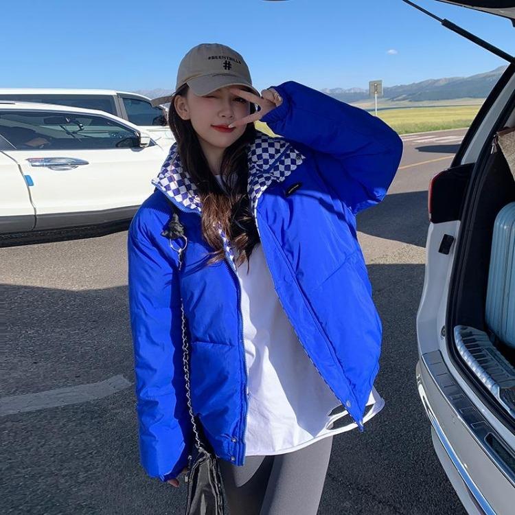 Parka Trapuntati Blu Moda Invernale Cappotti e Giacche Spessi Caldi Stile Studentesco