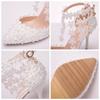 Fashion Comemore White Lace Flower Pumps Tassel Elegant Wedding Bridal Shoes Stiletto Pointed High Heel Shoe Women Sandals Heels Luxury