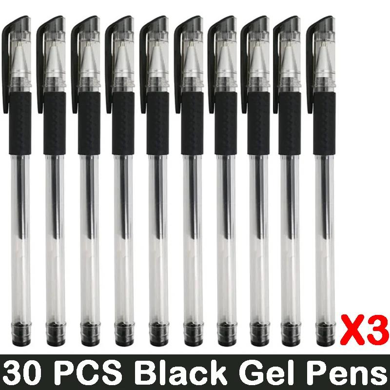 10/100 PCS Roise Retractable Gel Pens Set Black/Red/Blue Ink Ballpoint for Writing Refills Office School Supplies Stationery
