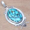 Necklace Blue Copper Turquoise Gemstone Handmade Antique Jewelry2.25"