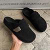 Soft Leather Bag Head Cool Slippers Thick-soled Boken Shoes Men's 2025 New Lazy Fishing Outer Shoes 59901 black-J
