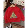 Kids Crewneck Sweatshirt, Cartoon Christmas Tree & Gift Box Print, Casual Tops for Fall & Winter