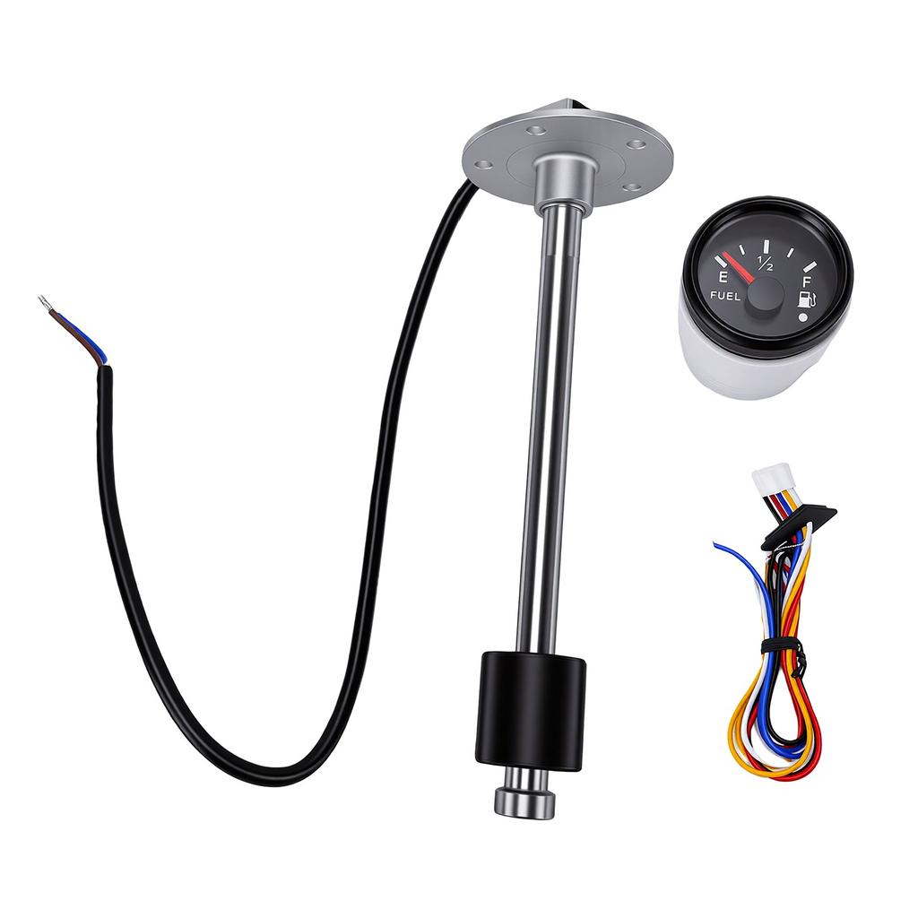 Fuel Water Level Sending Unit and Gauge Kit 7in High Resolution Stainless Steel Fuel Level Sender Sensor for Boat Truck