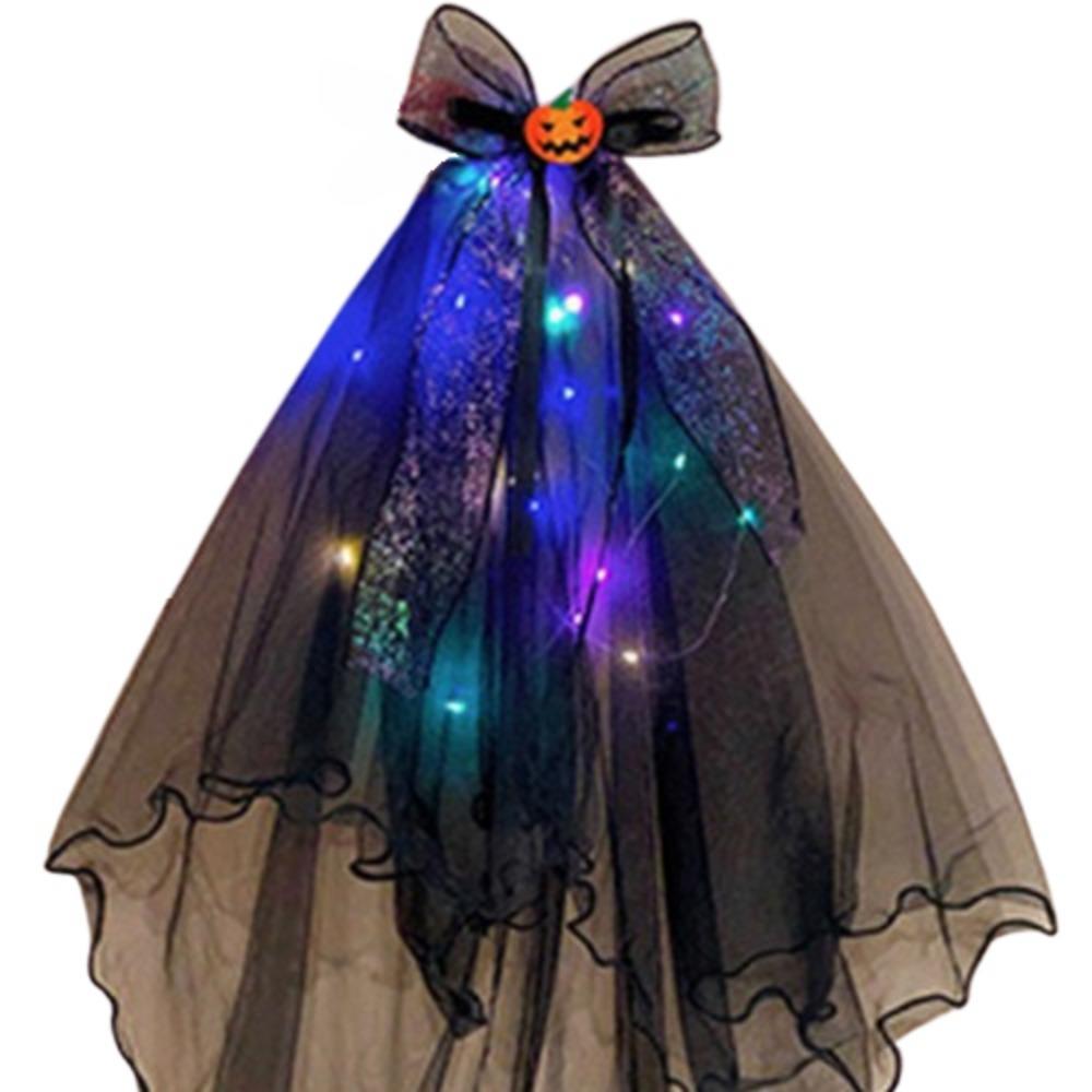 Gothic Style Luminous Head Crown Lace Veil Rose Hair Hoop Halloween Veil Headband  Holiday Decor