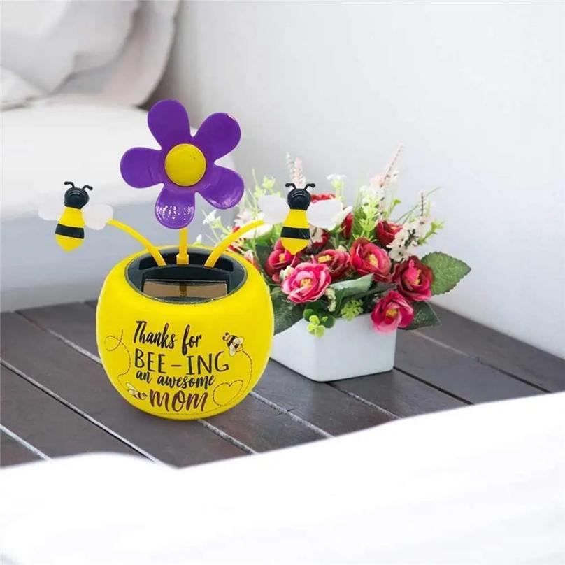 2026 Flower Pot Solar Powered Dancing Ornaments Windowsill Car Decorations