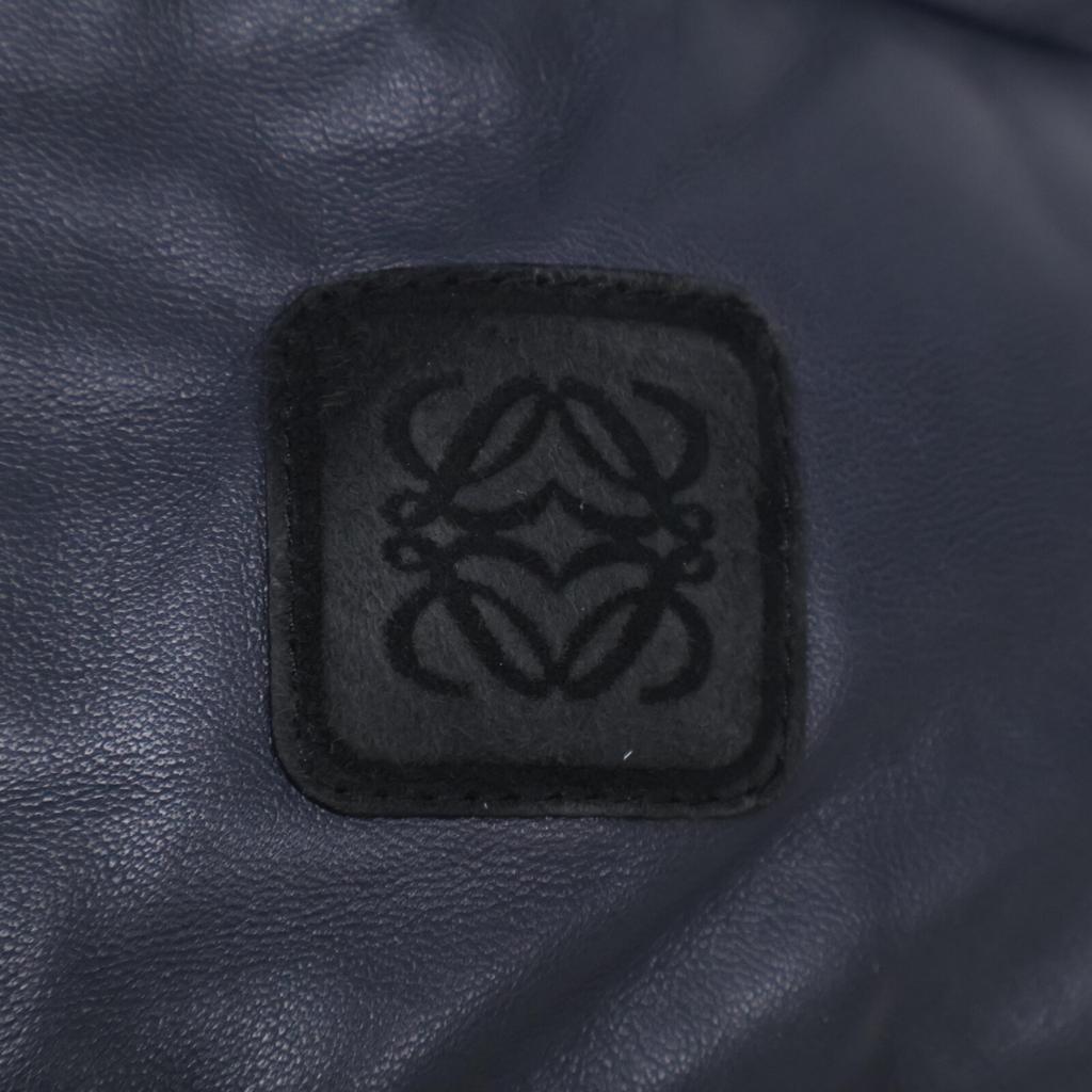 Loewe [Good Condition/Domestic Regular] M1248160TU Lamb Leather Anagram Patch Down Jacket 40 NavyUsed