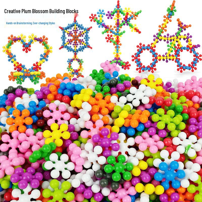 

3D Rotating Plum Blossom Building Blocks - Fun Assembly Snowflake Toys for Kids