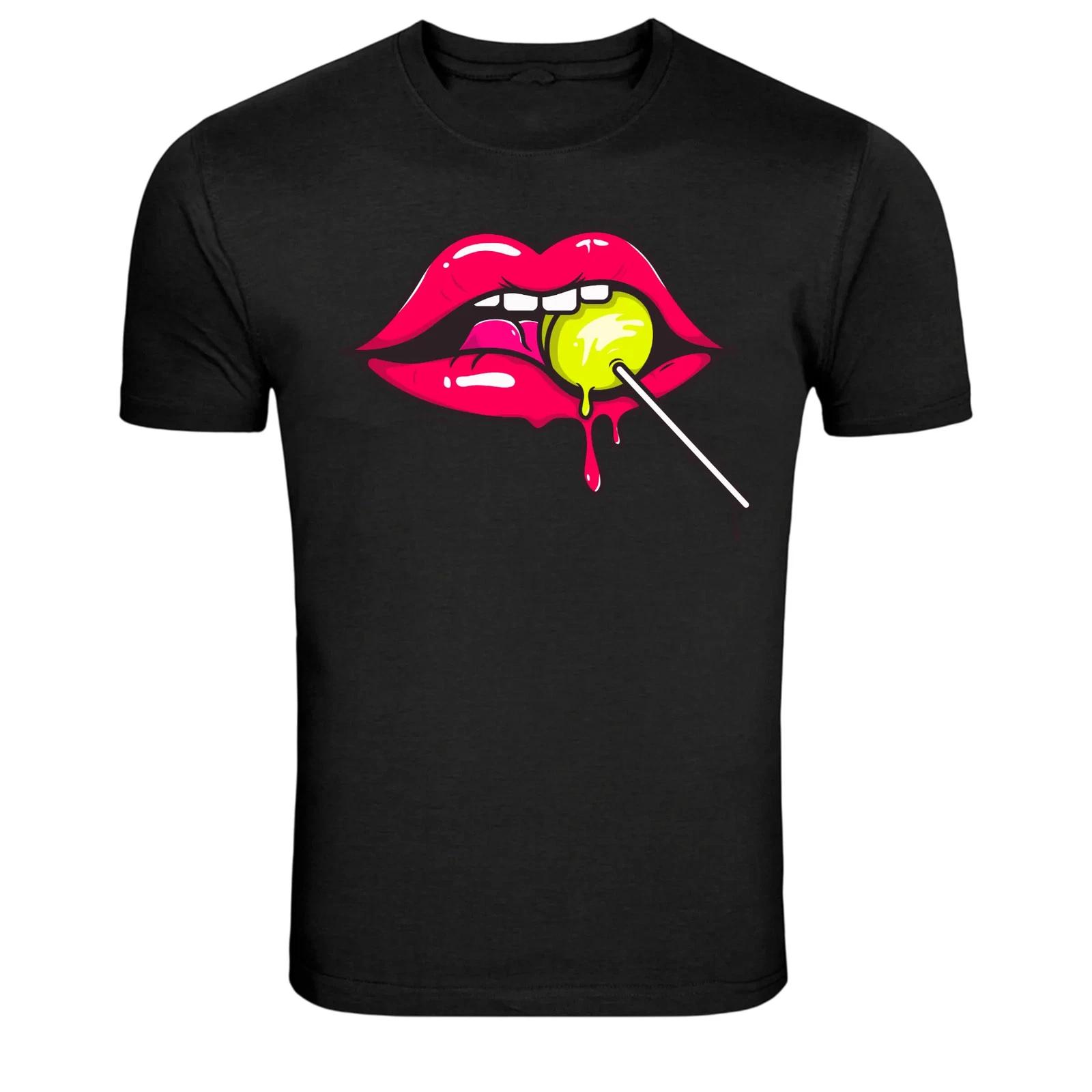 Dripping Candy Lips Pop Art Graphic T-Shirt XS