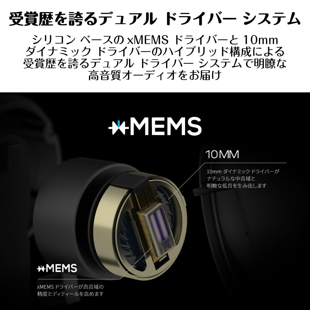 Creative Aurvana Ace SXFI Dual Driver (10mm Dynamic DriverxMEMS) True Wireless Earbuds with Spatial Audio (HS-AVASFI-BK)