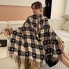 Imitation cashmere versatile love plaid scarf thickened tassel warm air conditioner shawl scarf