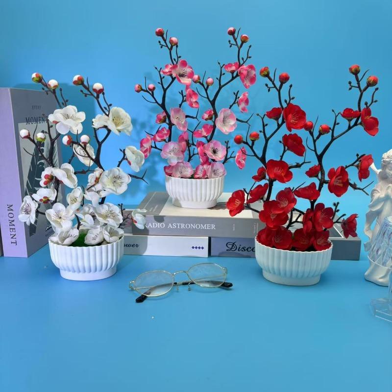 Double Vertical Pattern Pot Wintersweet Bonsai Artificial Plum Blossom Flowerpot Planting Flowerpot