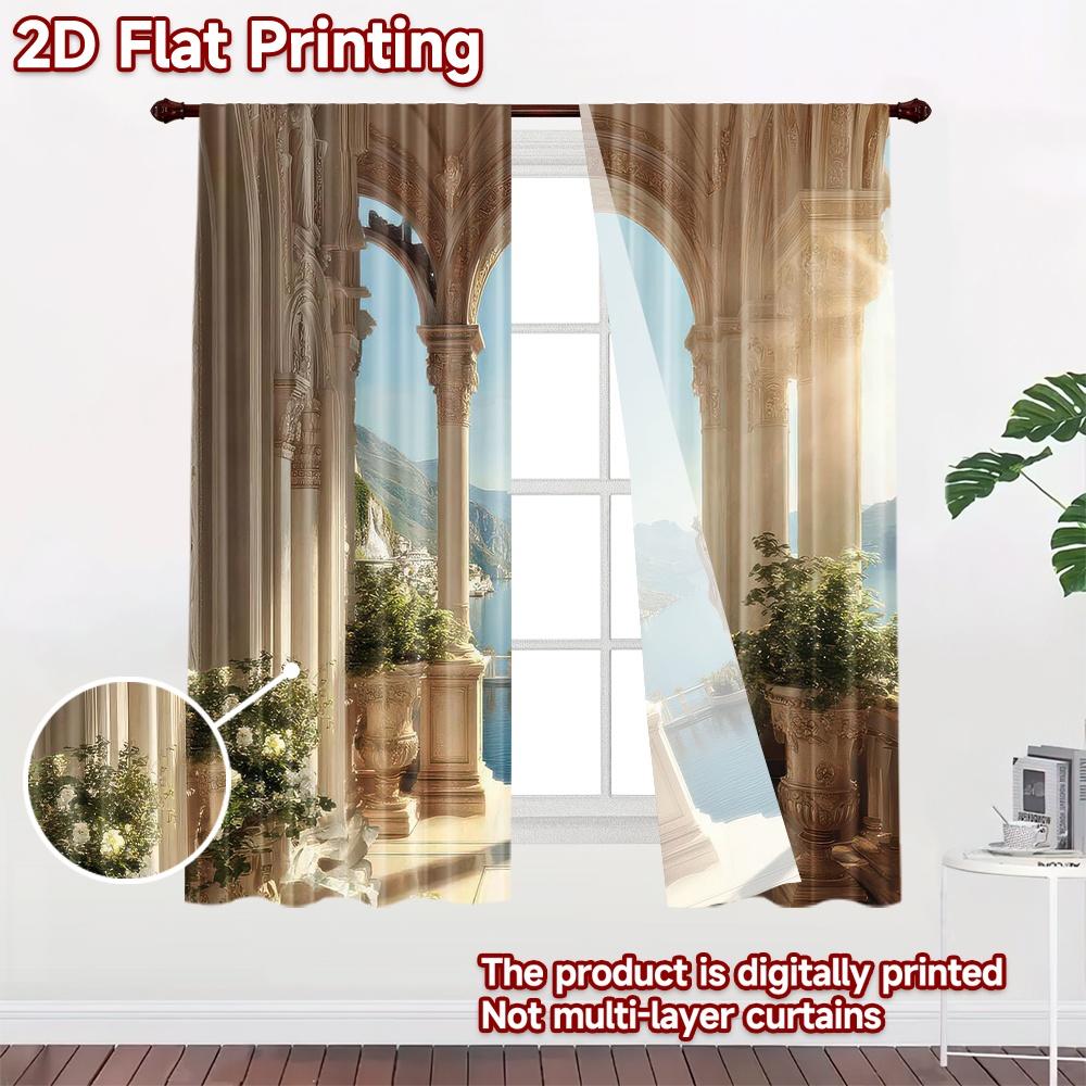 2D Flat Photography Backdrop Background Banner Classical Archway with Statue 100% Polyester Family Party for Suitable for