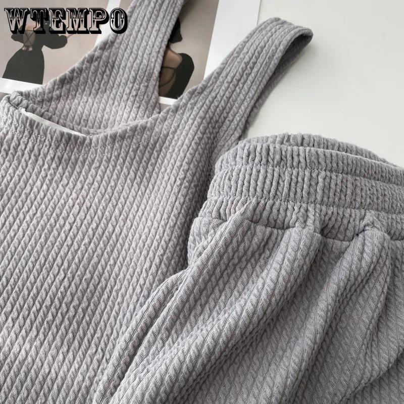 WTEMPO Sleeveless Classic Women's Matching Set Casual Summer Top and Shorts Set for Women Tracksuit Two-piece Suit Female Pajamas Matching Set