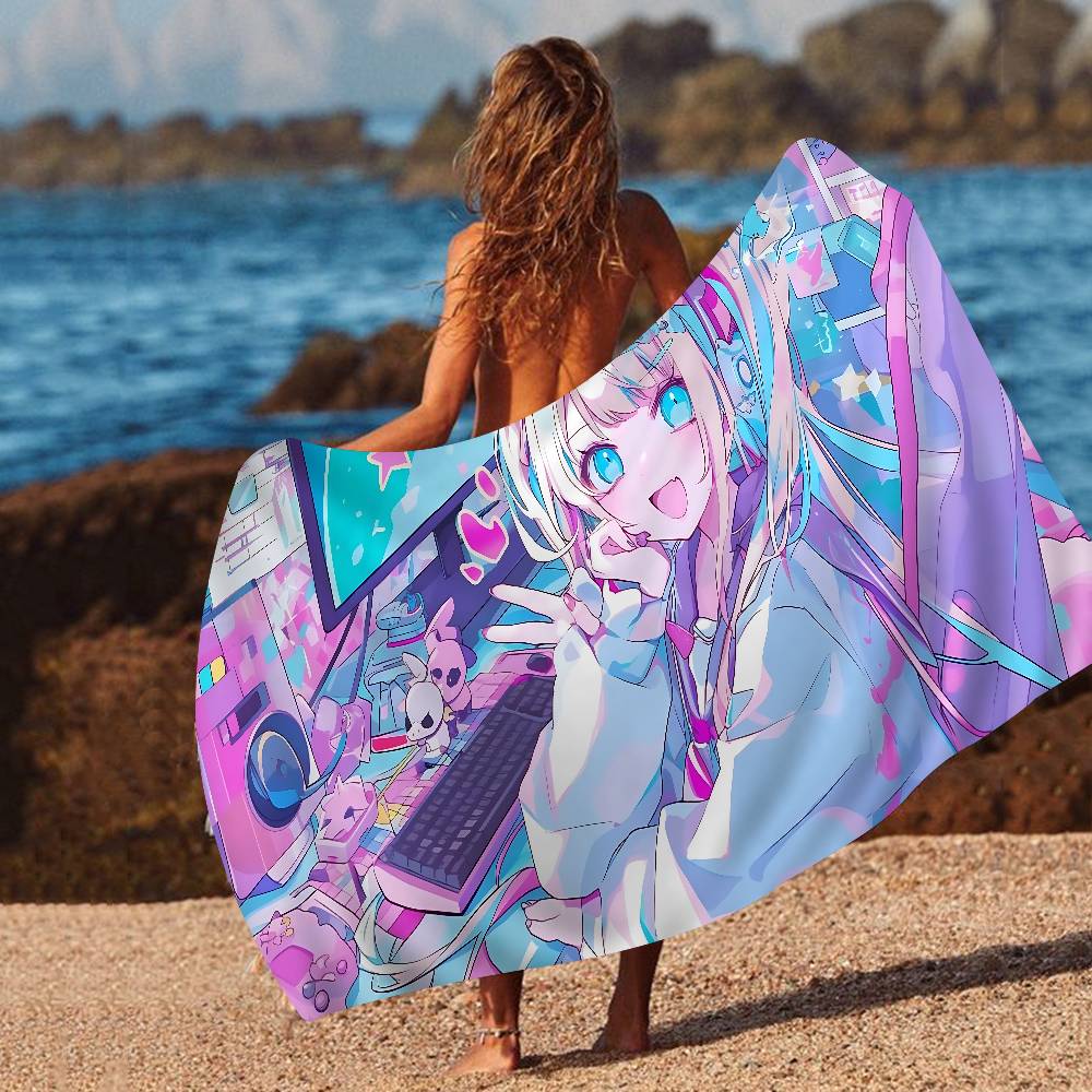E-EEDY GIRL OVERDOSE Beach Towel Colorful Bath Towels for Girl Microfiber Quick Dry Custom Sand Free Beach Yoga Spa Gym Pool