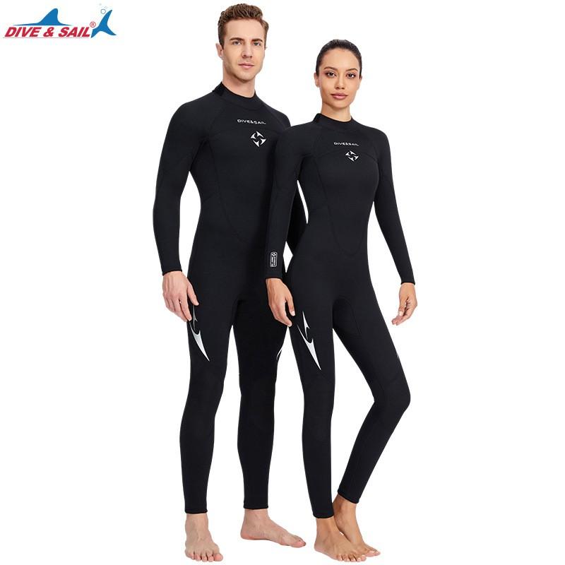 3MM Diving Suit Women's One-piece Long-sleeved Cold-proof Men's Snorkeling Surfing Swimming Warm Wet