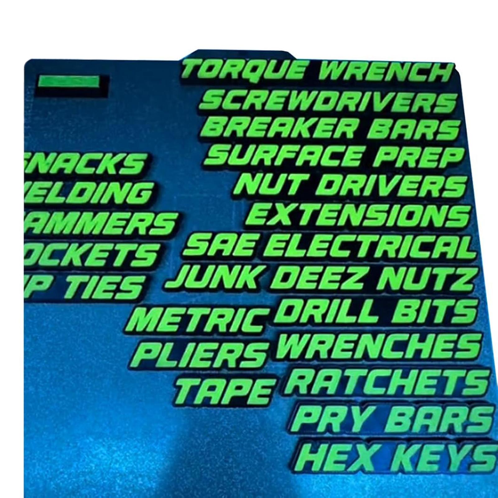 

Ярлыки для ящиков инструментального ящика Легко читаемые Четкая печать Для механиков зелёный