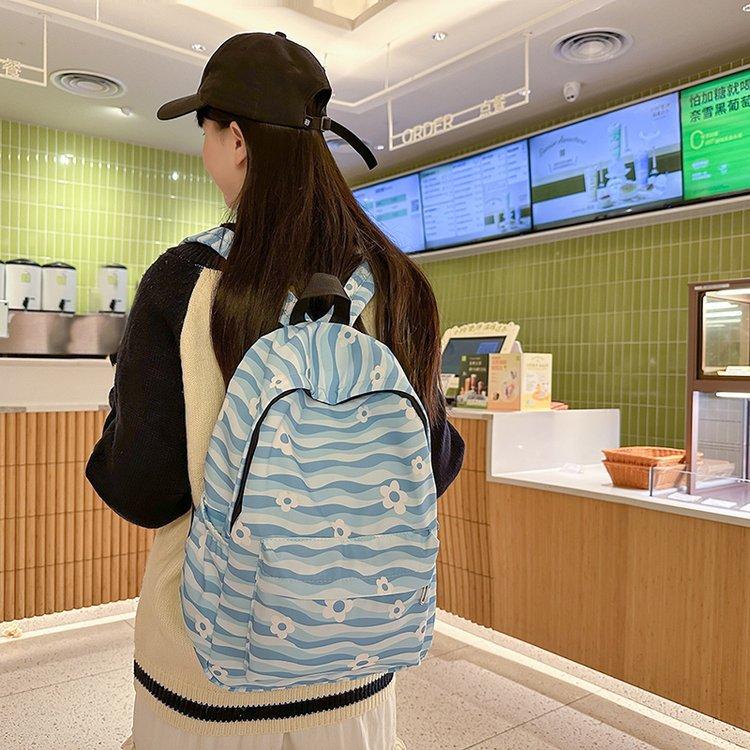 Schoolbag1011 Mori campus new high-value retro fashion versatile large-capacity casual three-dimensional striped backpack