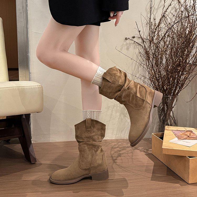 Amano Pile Boots Women's Medium Summer Boots 2025 New Merad Western Cowboy Boots Knight Martin Boots