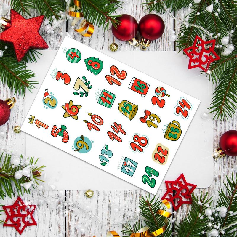 Merry Christmas Stickers Advent Calendar Number Sticker Handmade Cookie Candy Gift Seal Label Paper Sticker Christmas Decoration