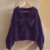 Women's Bowknot Knit Sweater - Versatile Autumn/Winter Fashion 2025, Japan-Korea Style
