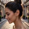 Minimalist Trendy Ear Drops 1 Pair Sparkly Women Earrings, Geometric Cubic Zirconia Dangle Comfortable Daily Wear Jewelry Gold Plated Rhinestone Drop