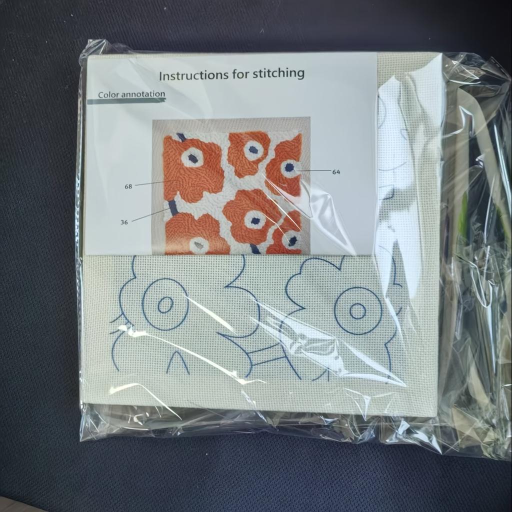 1 Set Punch Needle Beginner Kit with Adjustable Plastic Punches, Mixed Color Yarn, All Seasons Flower Theme Crafting Set, Complete Material Included