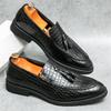 Designer Fashion Men Brown Black Tassels Alligator Pattern Casual Shoes Formal Wedding Dress Homecoming Footwear Zapatos Hombre