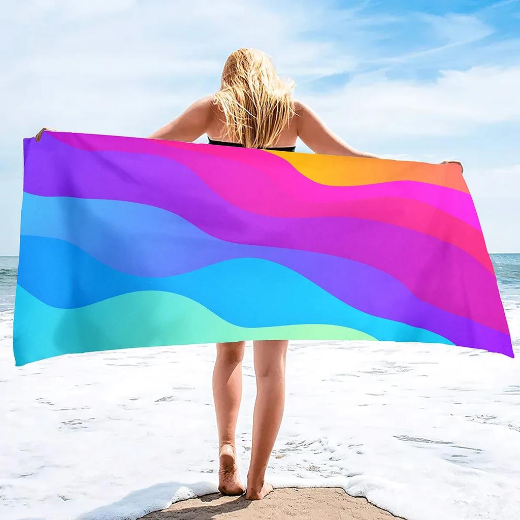 Oversize Ręcznik Plażowy Pluszowy Grubość Duży Ręcznik Basenowy, Pasiasty Szybkoschnący Ręcznik Pływacki Miękki Chłonny Bez Piasku Ręczniki Kąpielowe