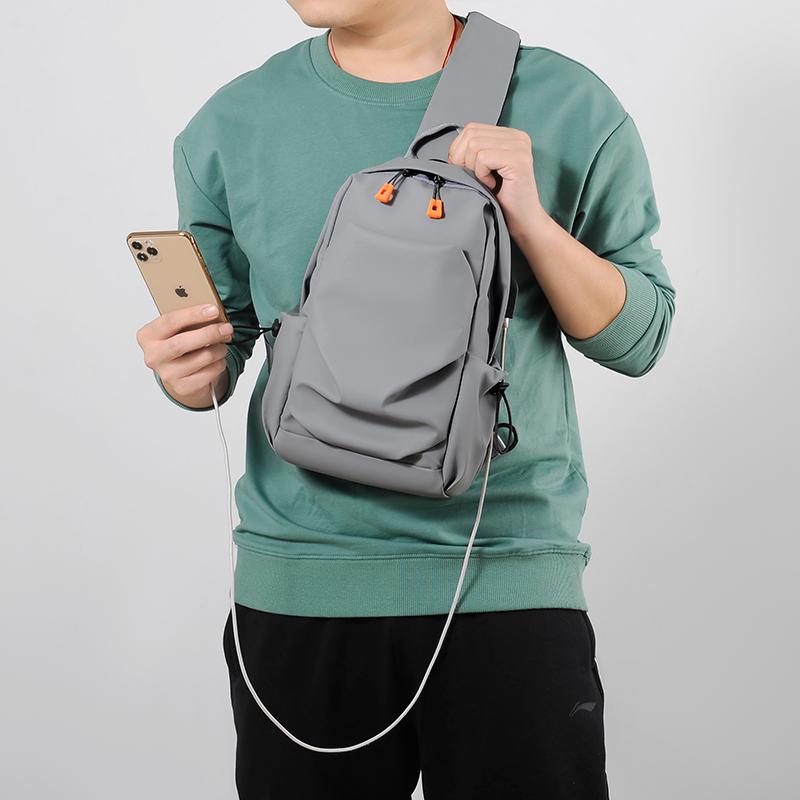 Men's Chest Bag With Usb Charging Port, Large Capacity, Simple, Versatile, Durable, Men's Crossbody Bag, Shoulder Bag